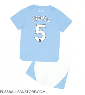 Manchester City John Stones #5 Replik Heimtrikot Kinder 2023-24 Kurzarm (+ Kurze Hosen)
